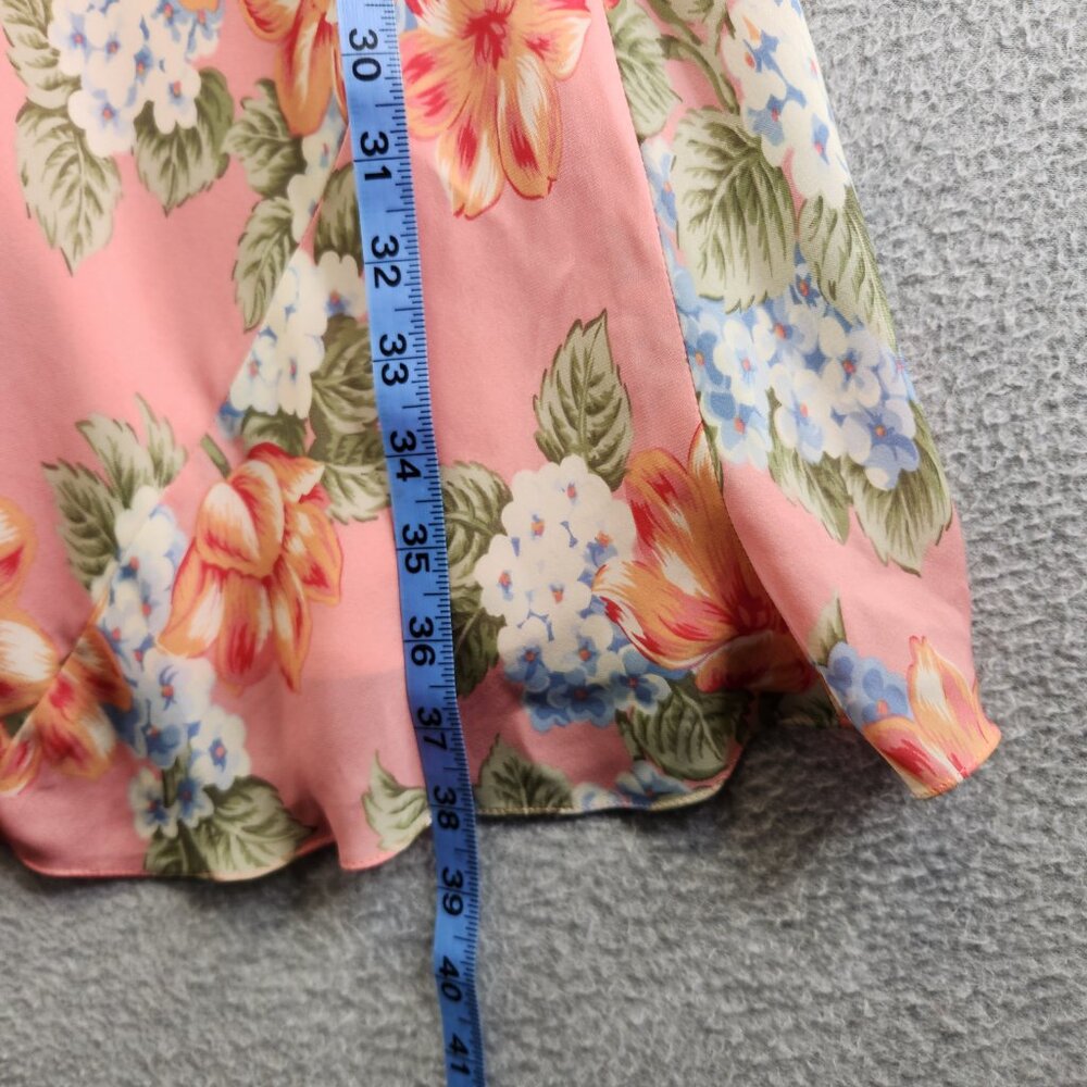 Vintage Silk Skirt Womens 8 Pink Floral Maxi Trad Wife Y2K Feminine Garden - Picture 12 of 13